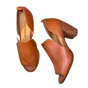 LUCKY BRAND Junai peep toe wedge ankle bootie women’s size 8